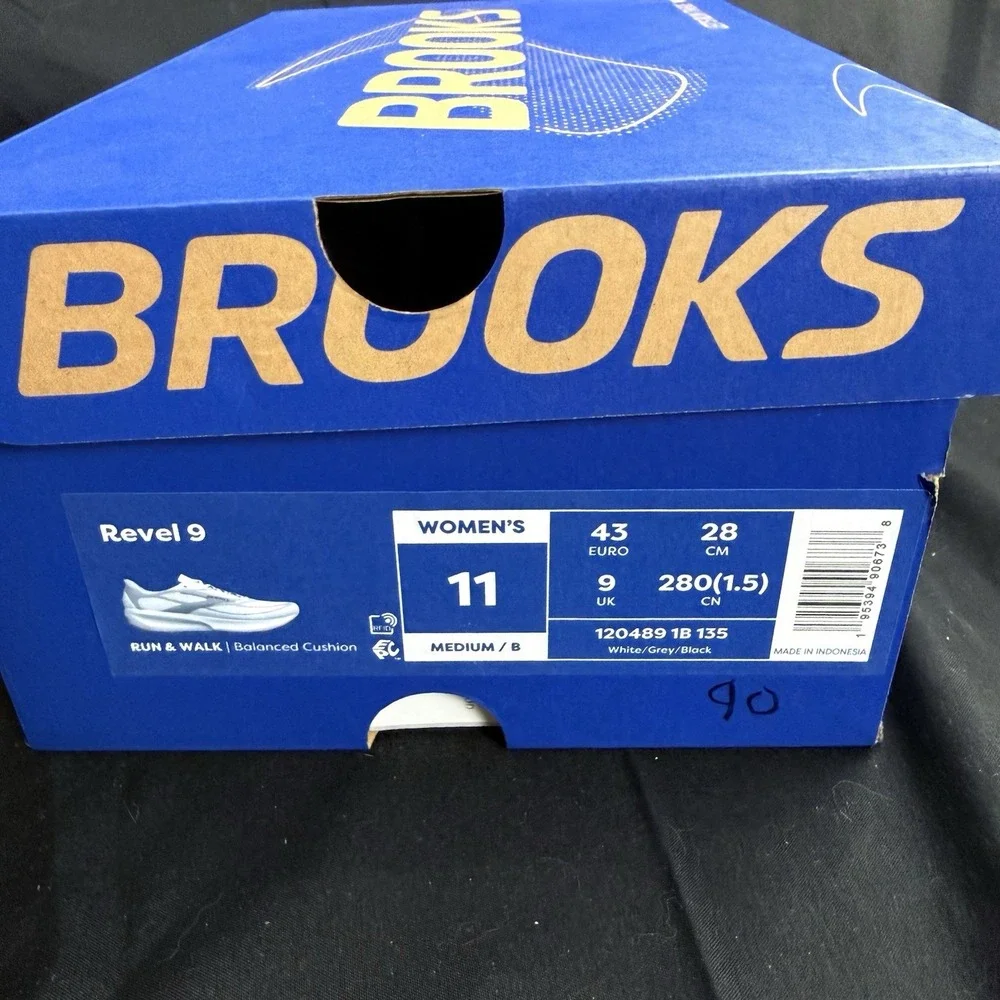 Brooks Women's Revel 9 Running Shoes Size 11 White Grey Black Athletic Sneakers